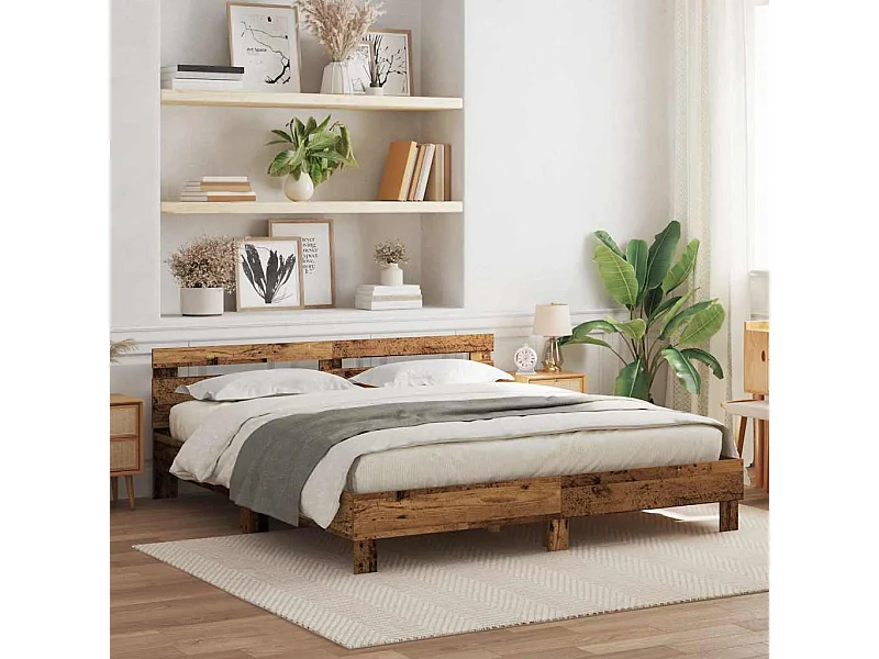 Estrutura da Cama com cabeceira Madeira antiga 200 x 200 cm