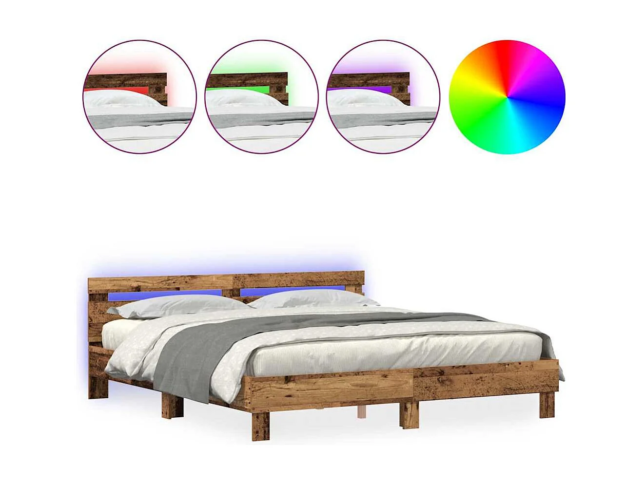 Cadre de lit Bois ancien 200 x 200 cm Bois d'ingénierie