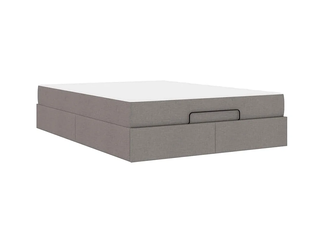 Cadre de lit avec matelas Taupe 140 x 200 cm tissu