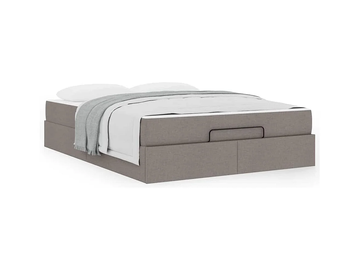 Cadre de lit avec matelas Taupe 140 x 200 cm tissu