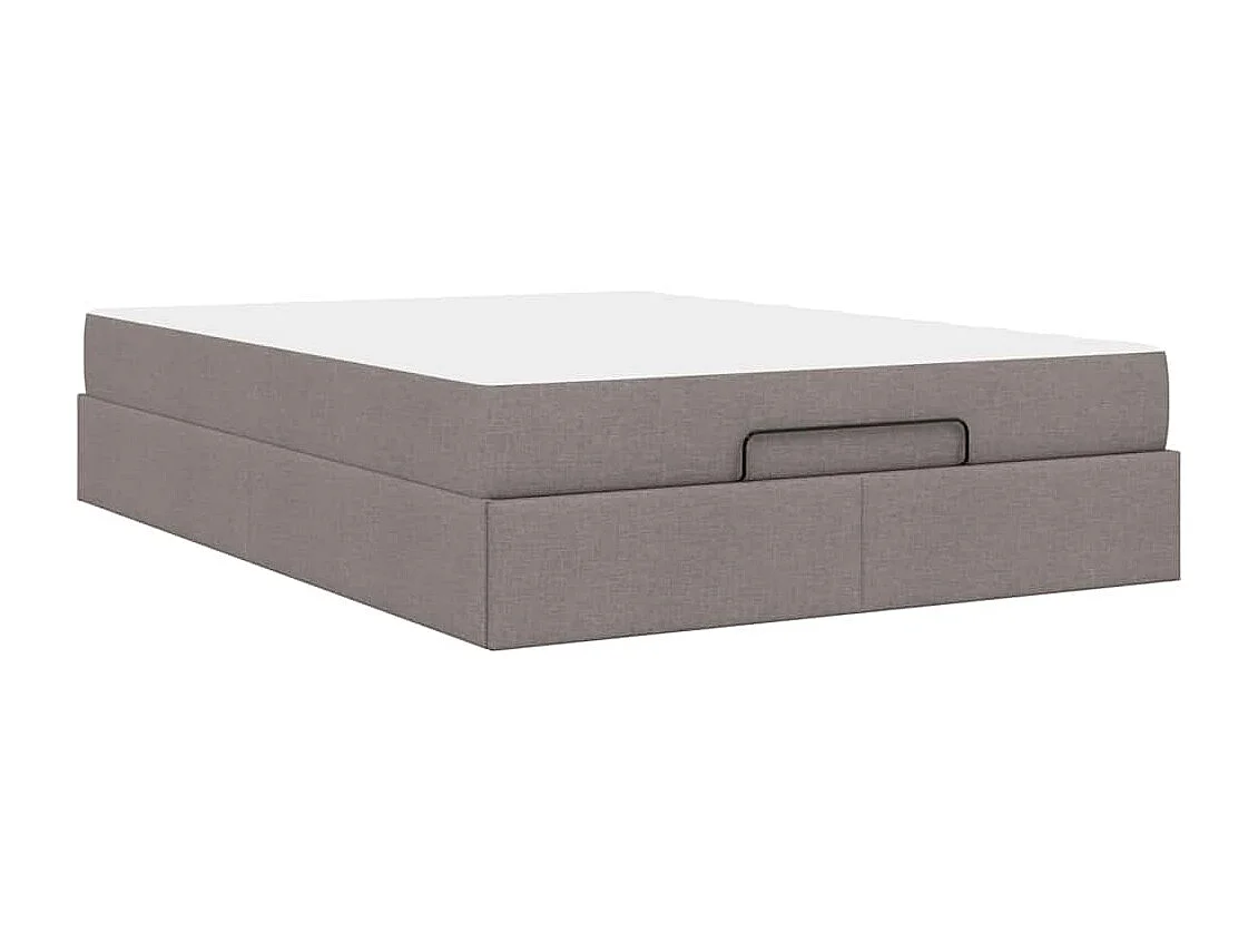 Cadre de lit avec matelas Taupe 140 x 200 cm tissu