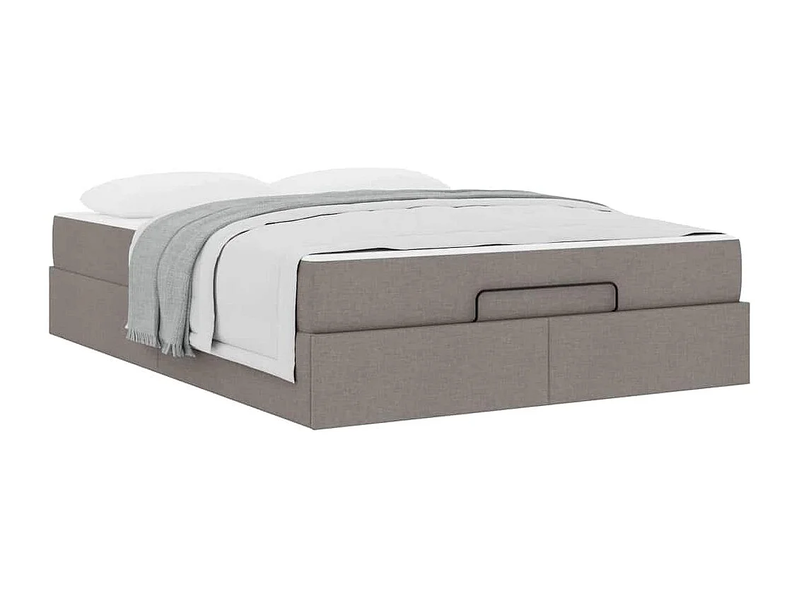 Estructura de cama con colchón Taupé 140 x 200 cm tela