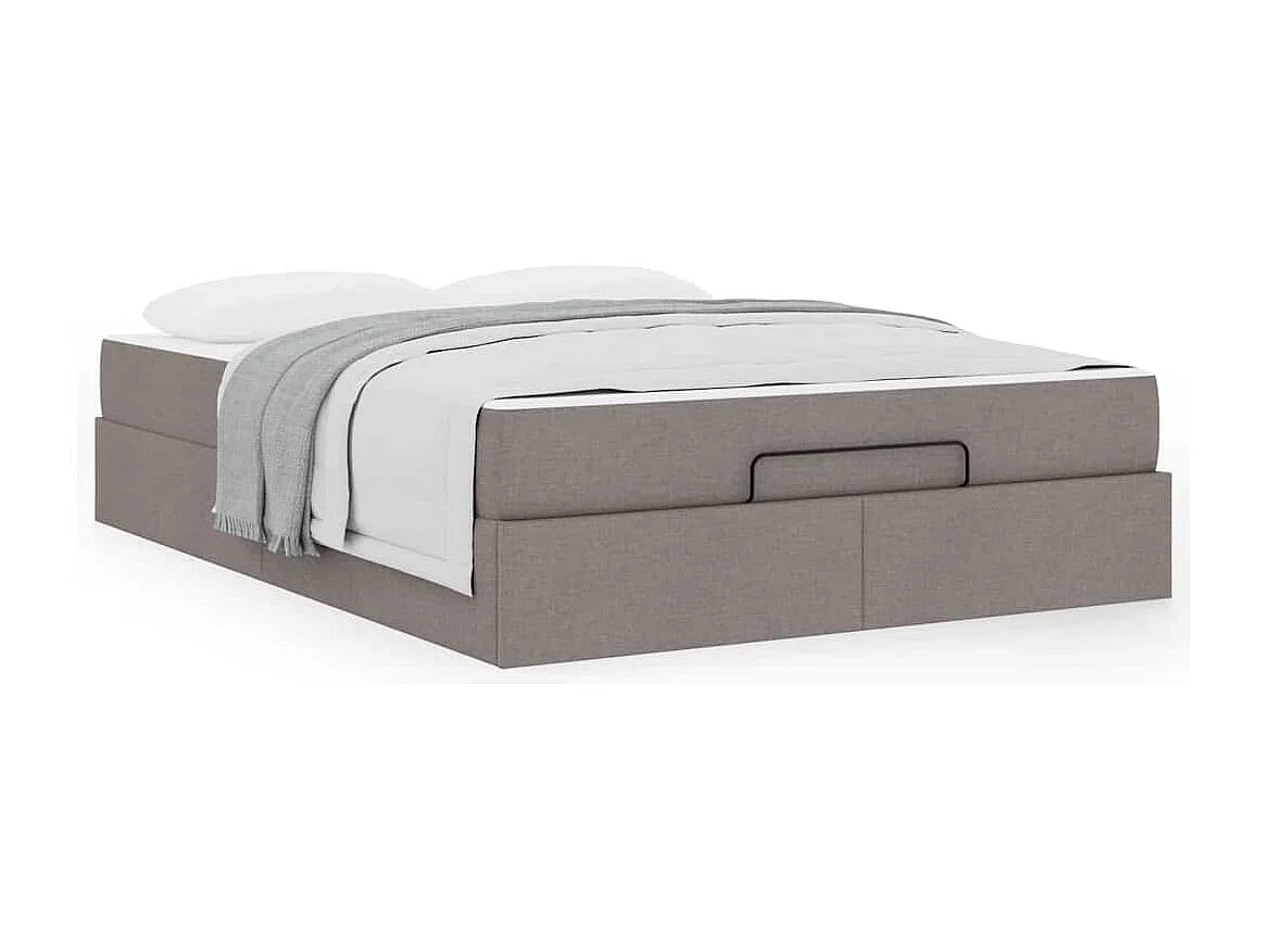 Estructura de cama con colchón Taupé 140 x 200 cm tela