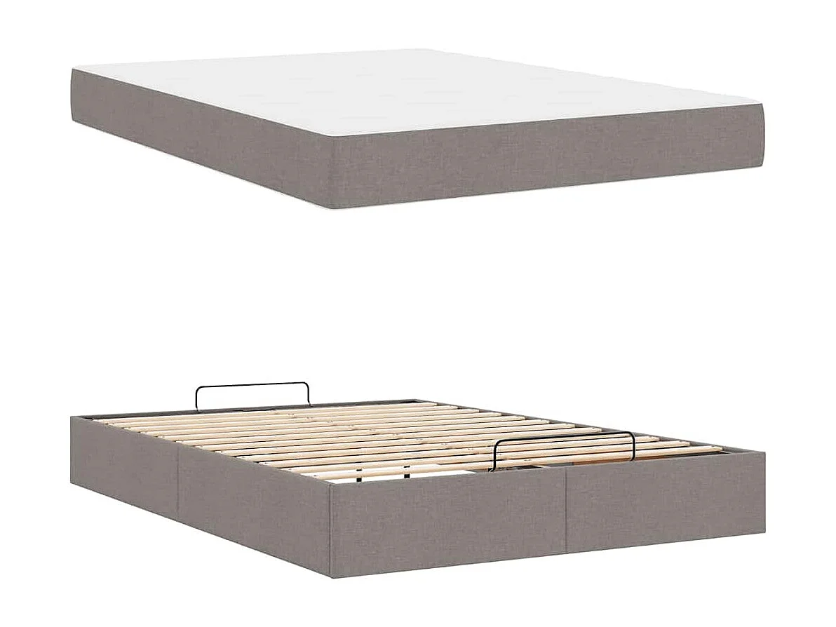 Estructura de cama con colchón Taupé 140 x 200 cm tela