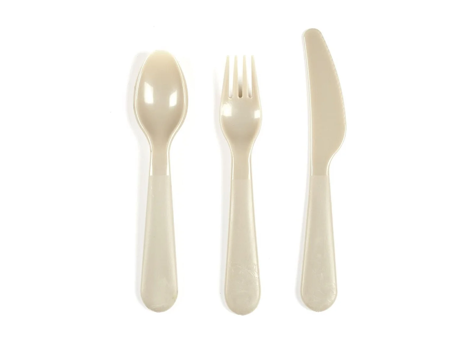 Boite de 12 couverts en plastique réutilisable au coloris vert, jaune et beige