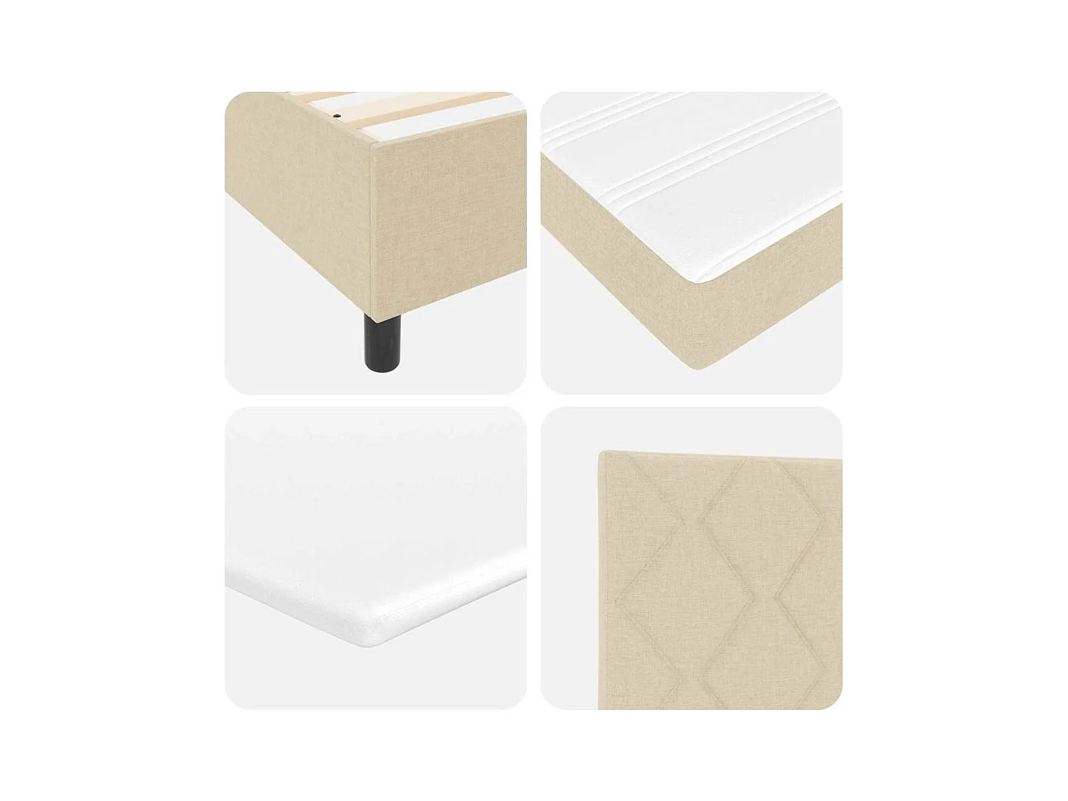 Cadre de lit avec matelas Crème 160 x 200 cm tissu