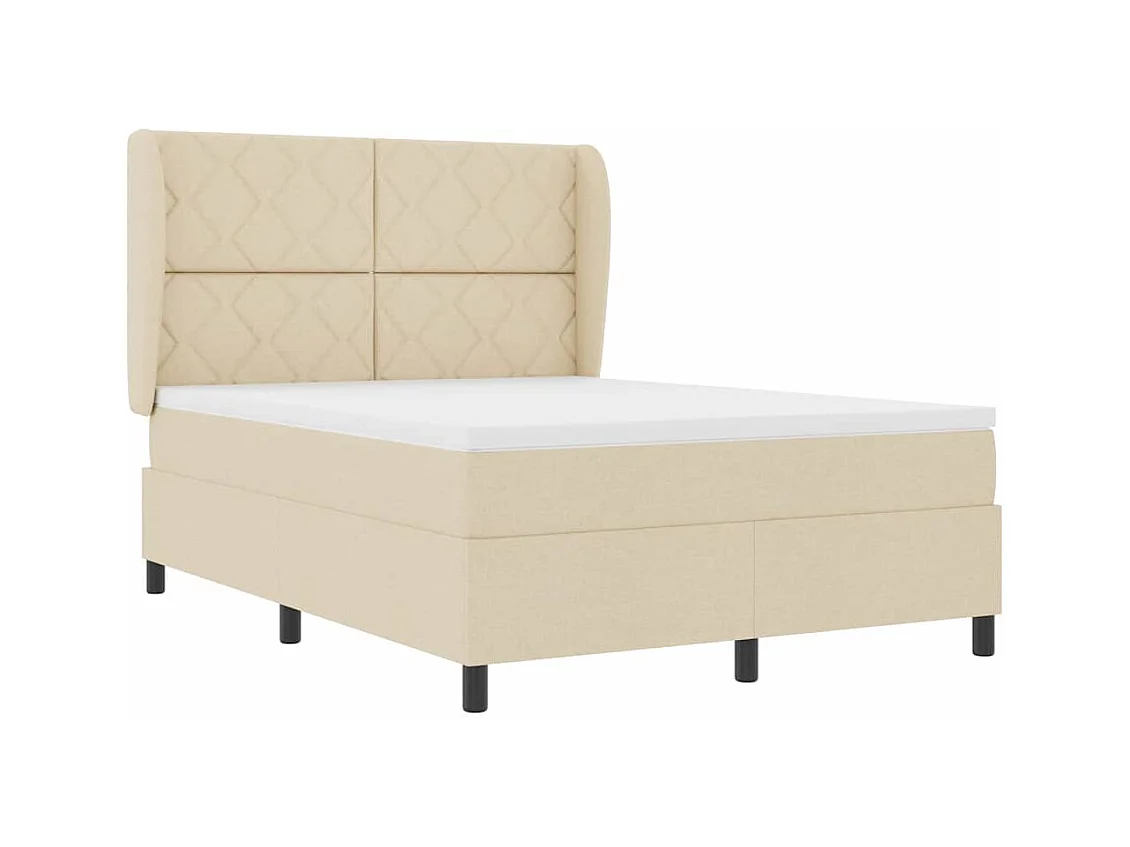 Cadre de lit avec matelas Crème 160 x 200 cm tissu