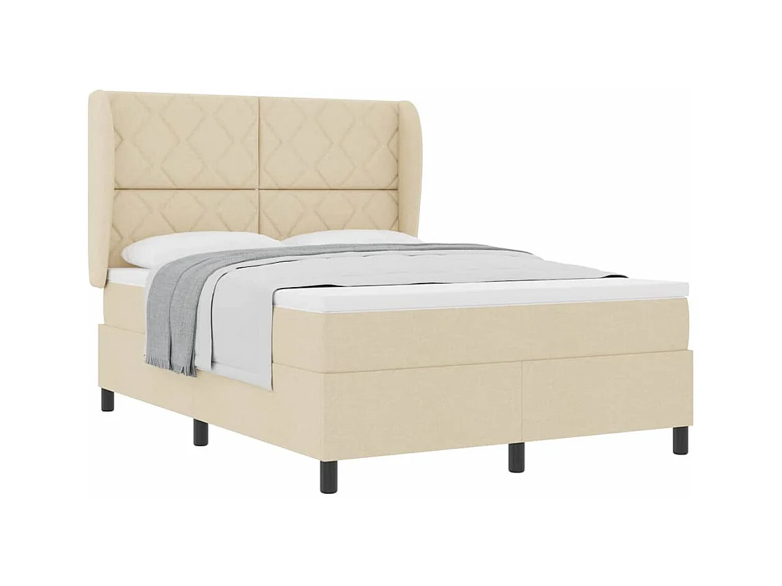 Cadre de lit avec matelas Crème 160 x 200 cm tissu