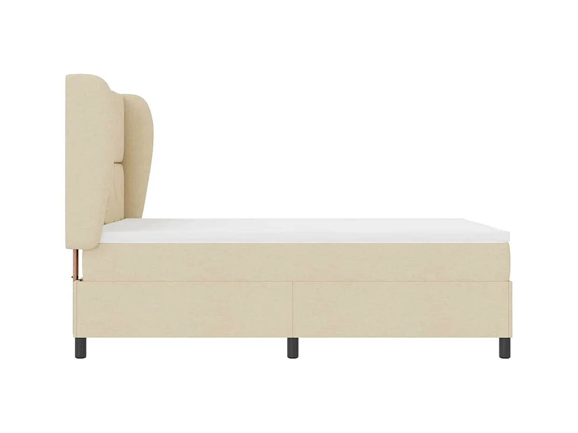 Cadre de lit avec matelas Crème 160 x 200 cm tissu