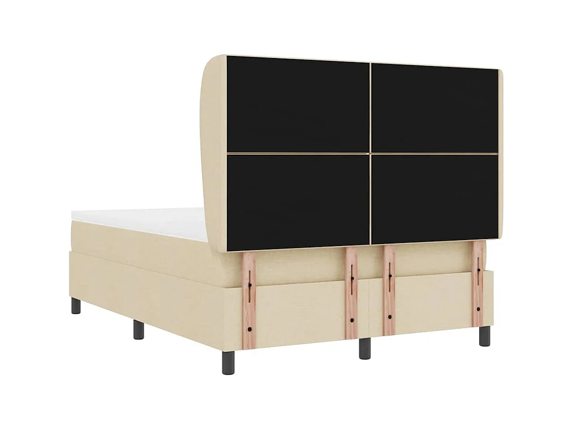Cadre de lit avec matelas Crème 160 x 200 cm tissu