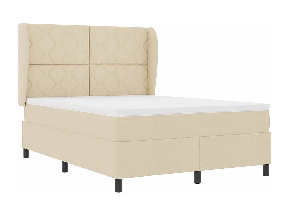 Cadre de lit avec matelas Crème 160 x 200 cm tissu