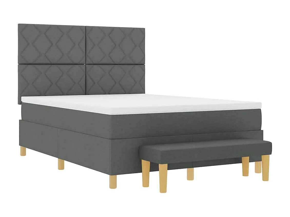 Cama tipo Box Spring con colchón Gris oscuro 160 x 200 cm tela