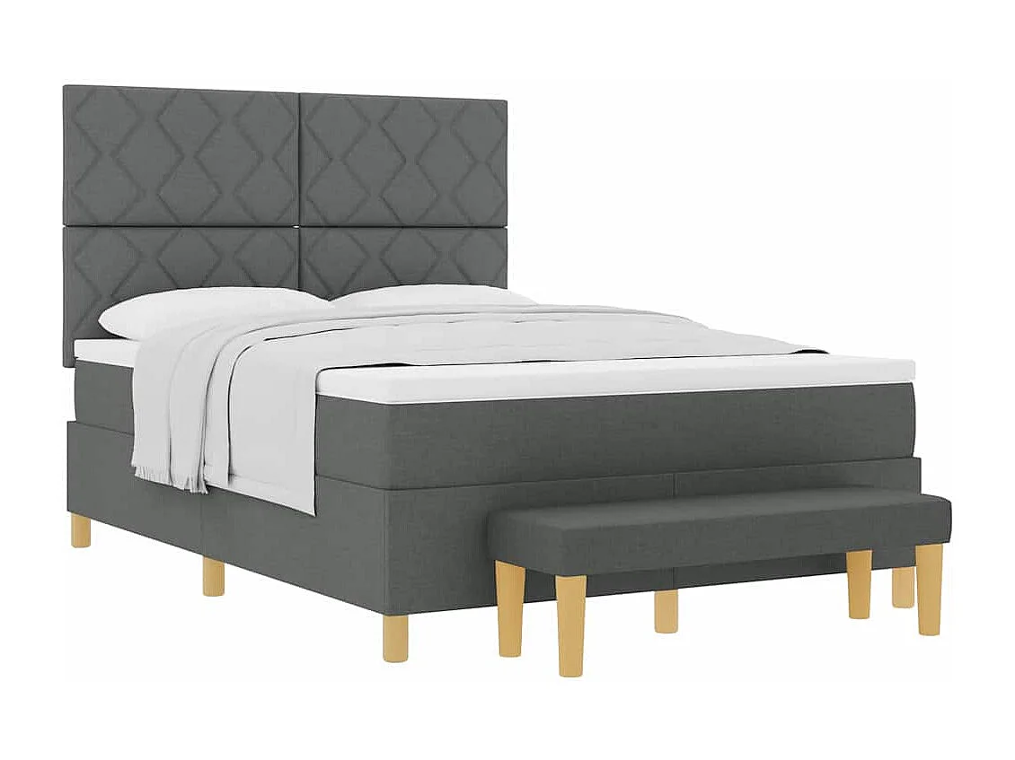 Cama tipo Box Spring con colchón Gris oscuro 160 x 200 cm tela