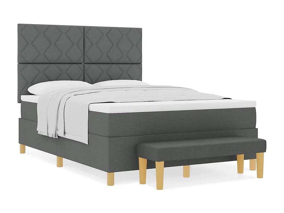 Cama tipo Box Spring con colchón Gris oscuro 160 x 200 cm tela