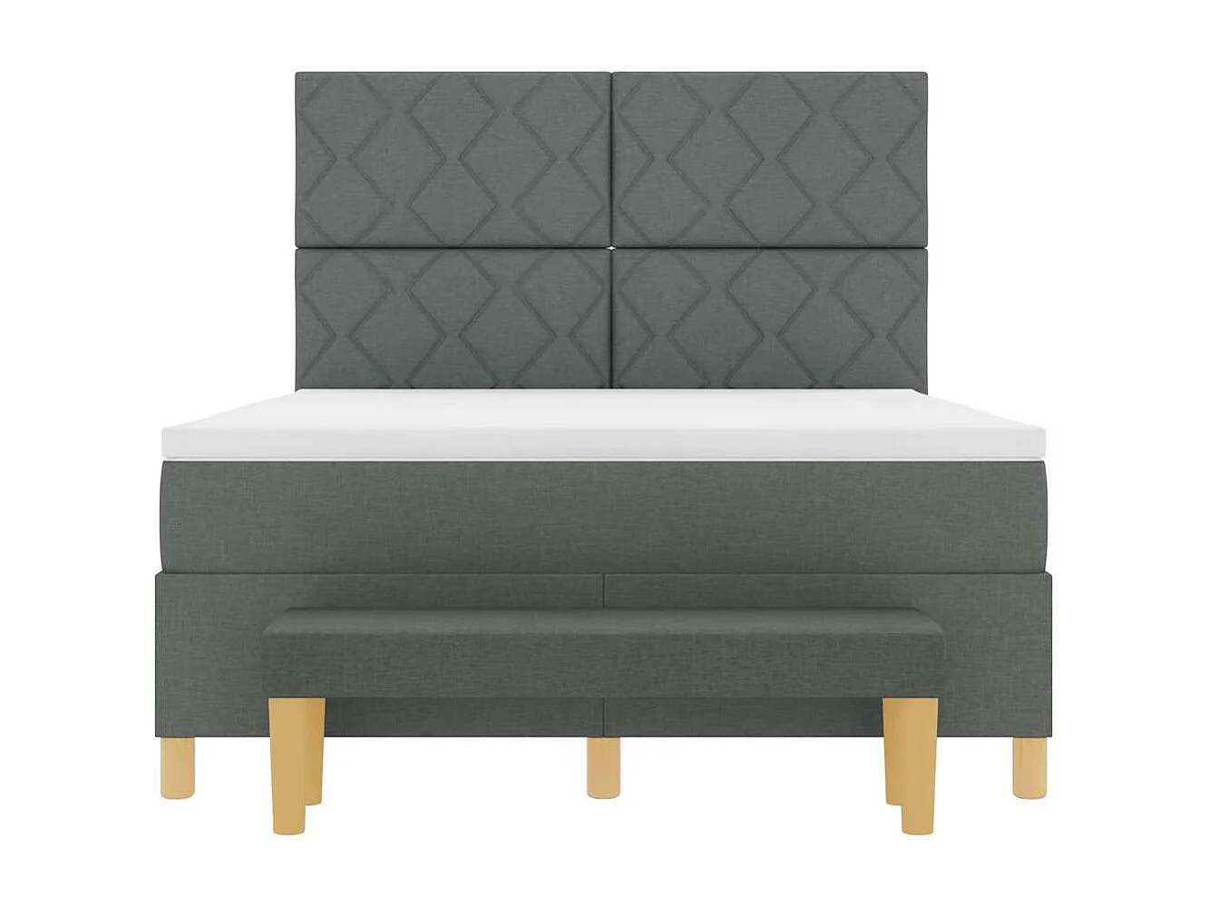 Cama tipo Box Spring con colchón Gris oscuro 160 x 200 cm tela