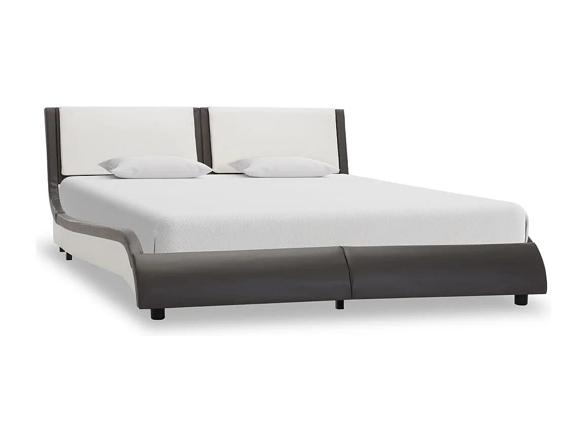 Cadre de lit avec LED gris et blanc similicuir 120x190 cm