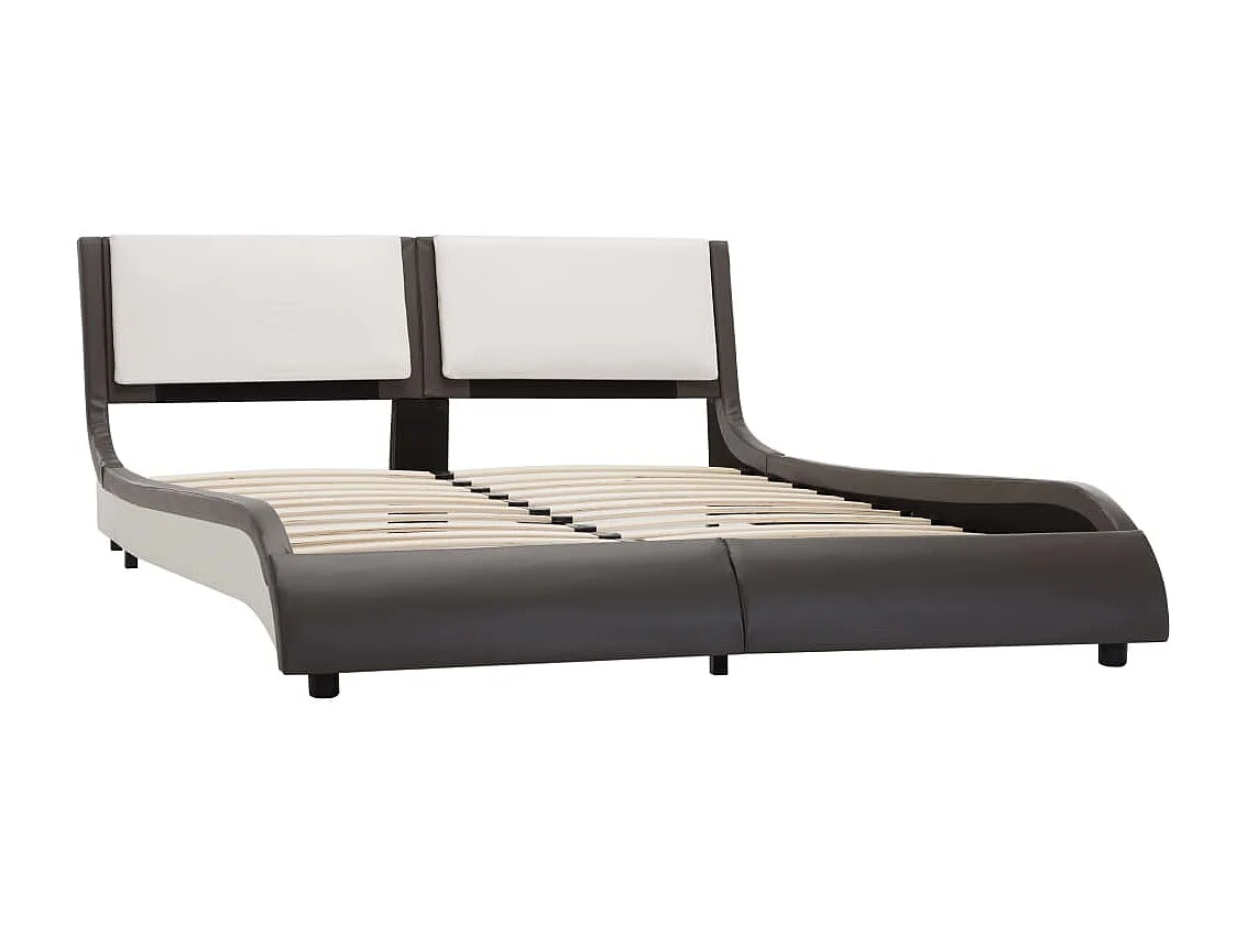 Cadre de lit avec LED gris et blanc similicuir 120x190 cm