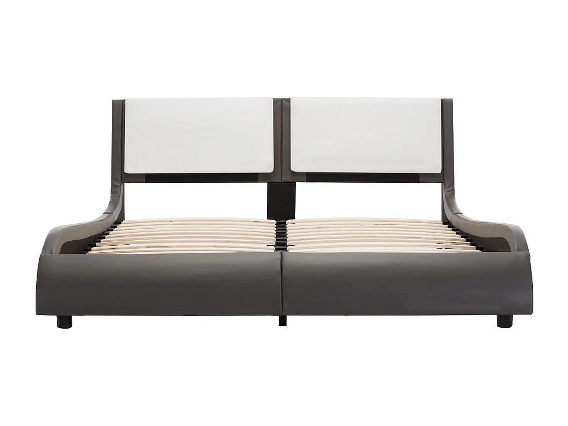 Cadre de lit avec LED gris et blanc similicuir 120x190 cm