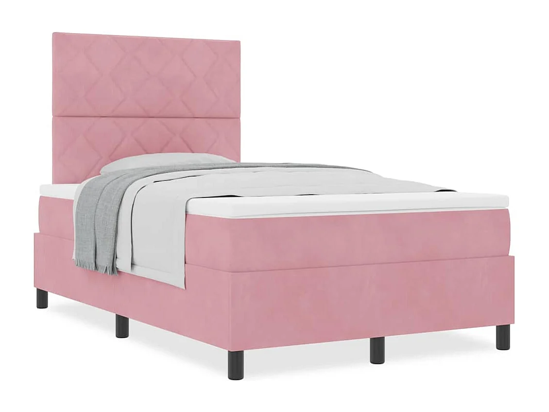 Cama tipo Box Spring con colchón Rosa 120 x 200 cm Terciopelo