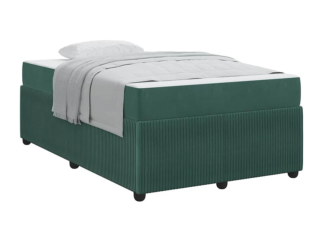 Cadre de lit avec matelas Vert foncé 120 x 200 cm Velours