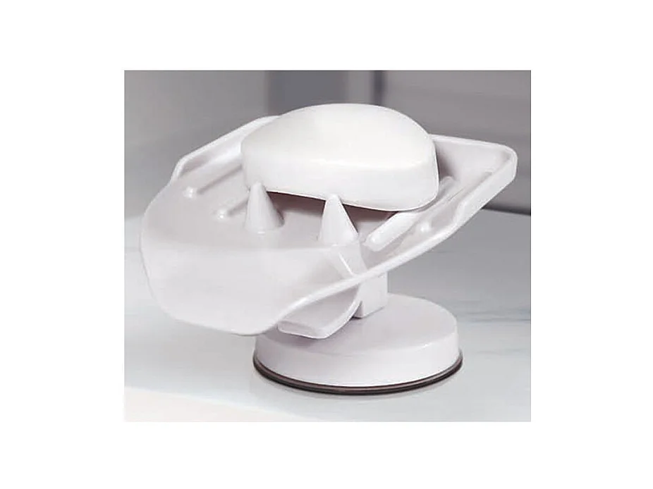 Porte savon à ventouse 2 en 1 blanc