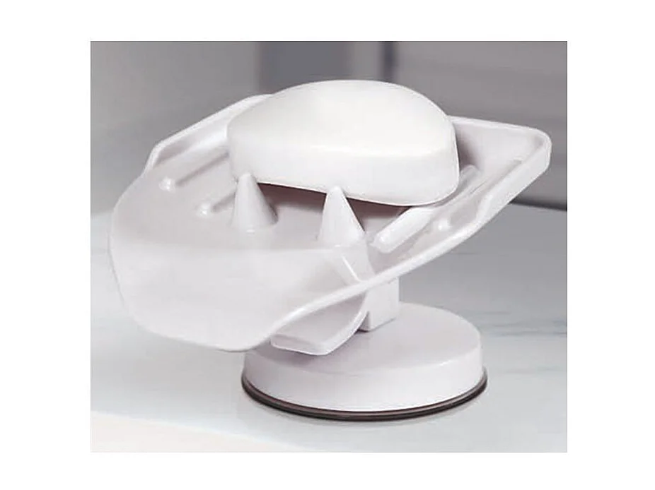 Porte savon à ventouse 2 en 1 blanc