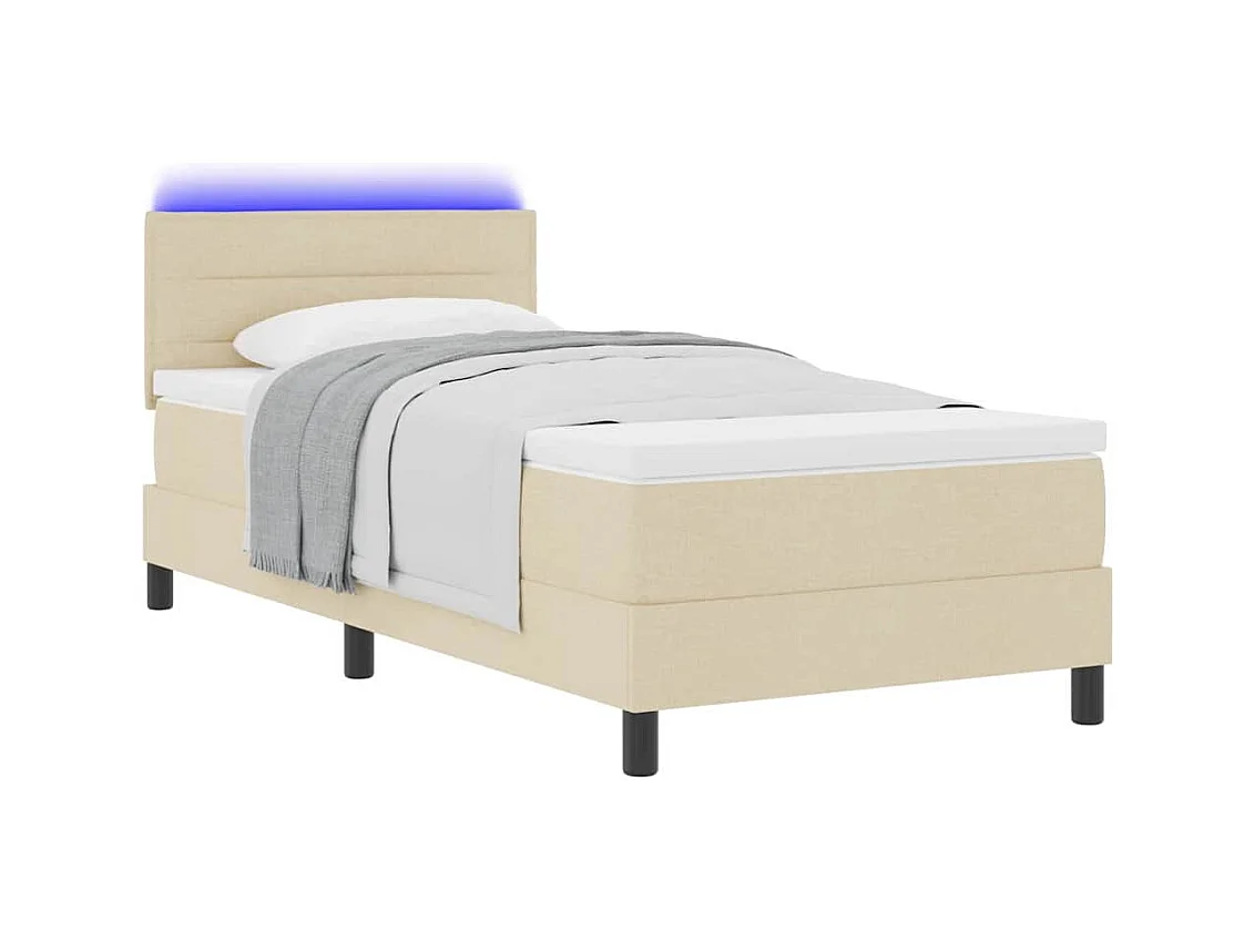 Cadre de lit avec matelas Crème 100 x 200 cm tissu