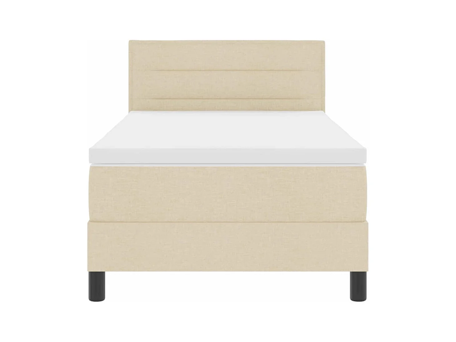 Cadre de lit avec matelas Crème 100 x 200 cm tissu