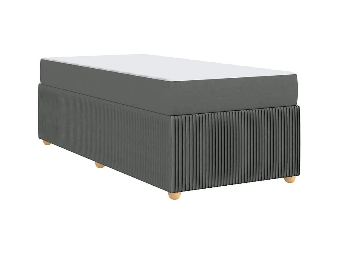 Cadre de lit avec matelas Gris foncé 90 x 190 cm tissu