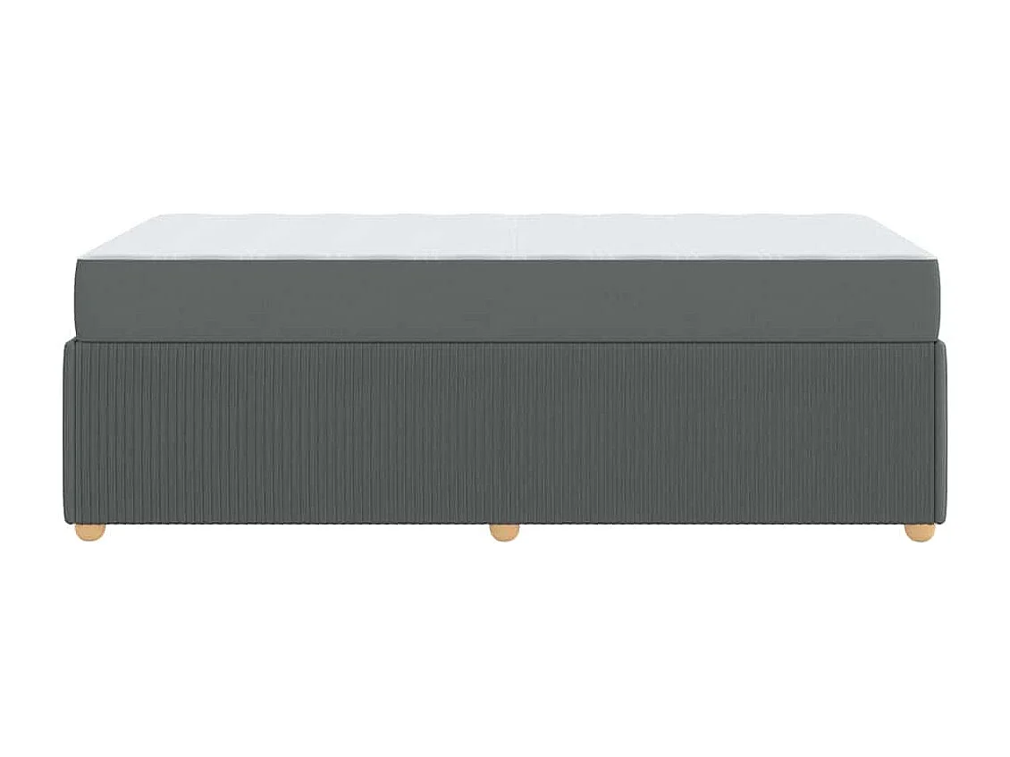 Cadre de lit avec matelas Gris foncé 90 x 190 cm tissu