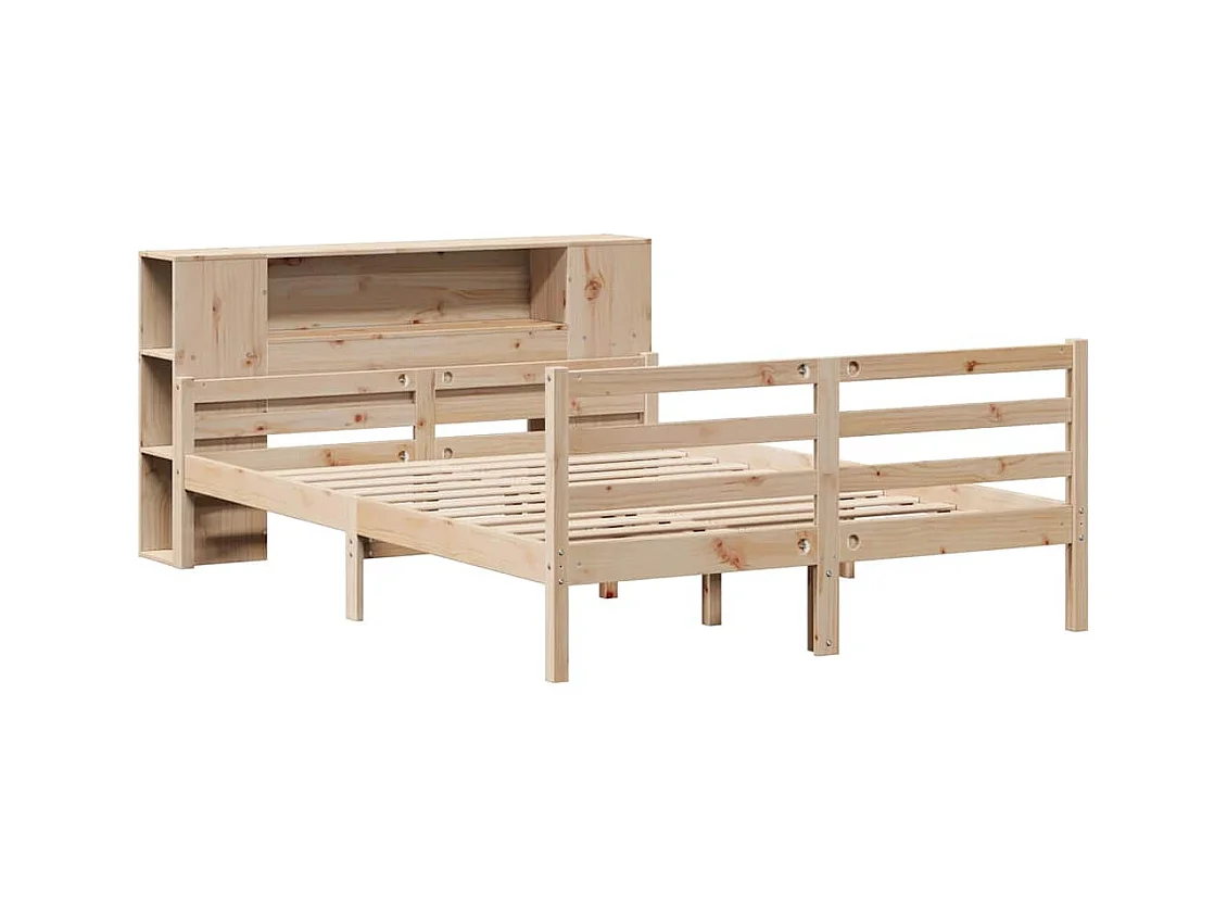 Lit bibliothèque sans matelas 160x200 cm bois massif de pin