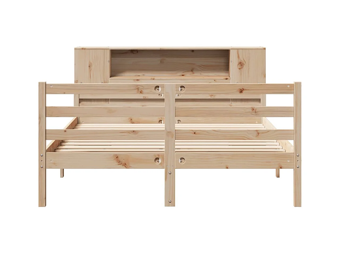 Lit bibliothèque sans matelas 160x200 cm bois massif de pin