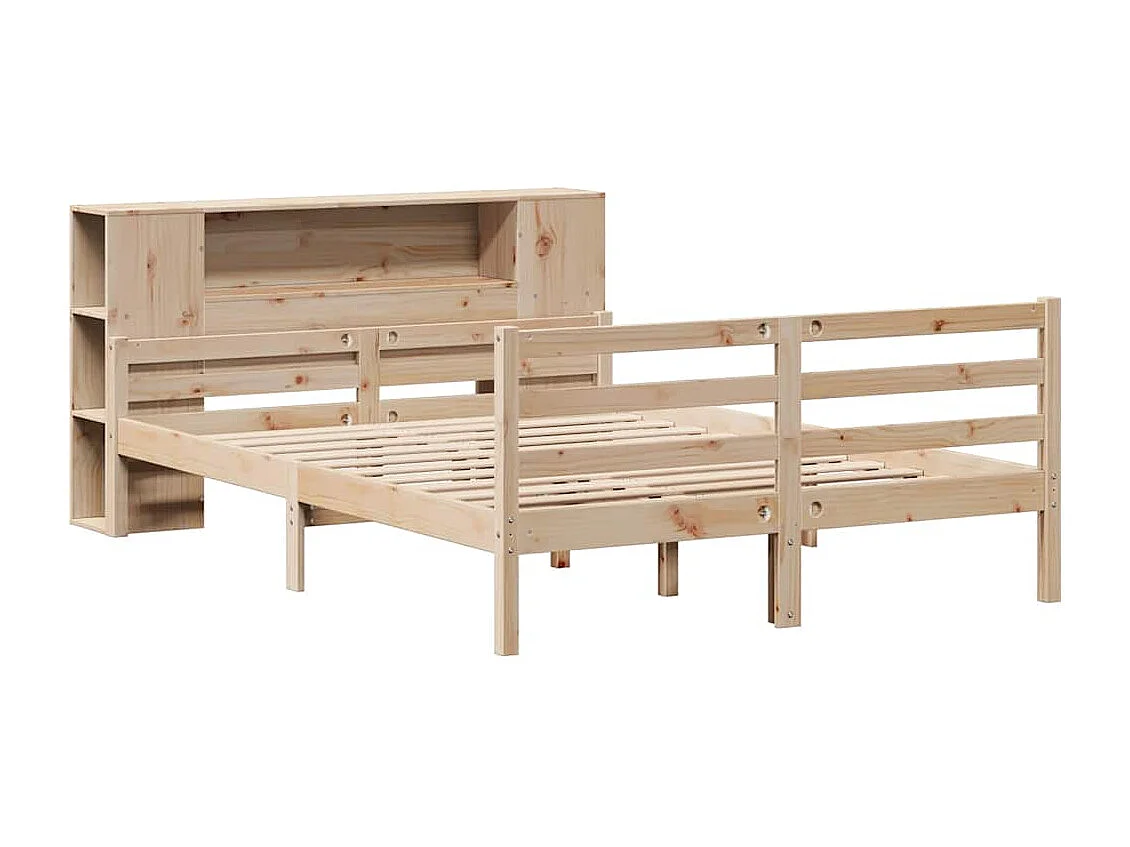Cama con estantería sin colchón madera maciza de pino 160x200cm