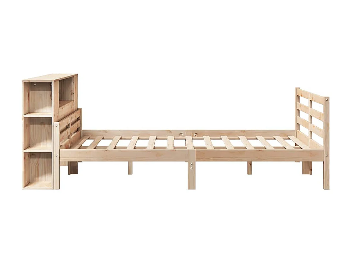 Cama con estantería sin colchón madera maciza de pino 160x200cm