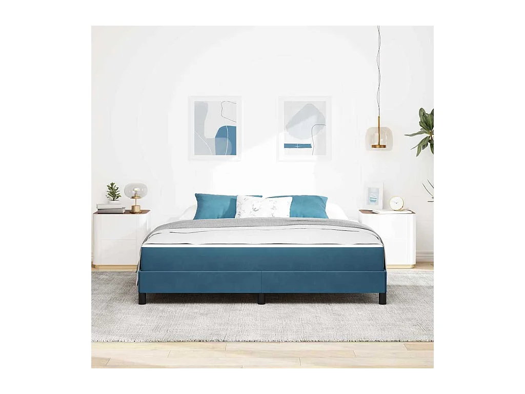 Cama box spring com colchão Azul Escuro 180 x 200 cm Veludo