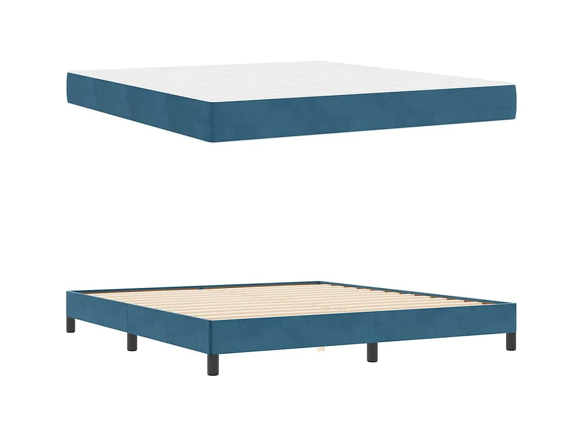 Cama box spring com colchão Azul Escuro 180 x 200 cm Veludo