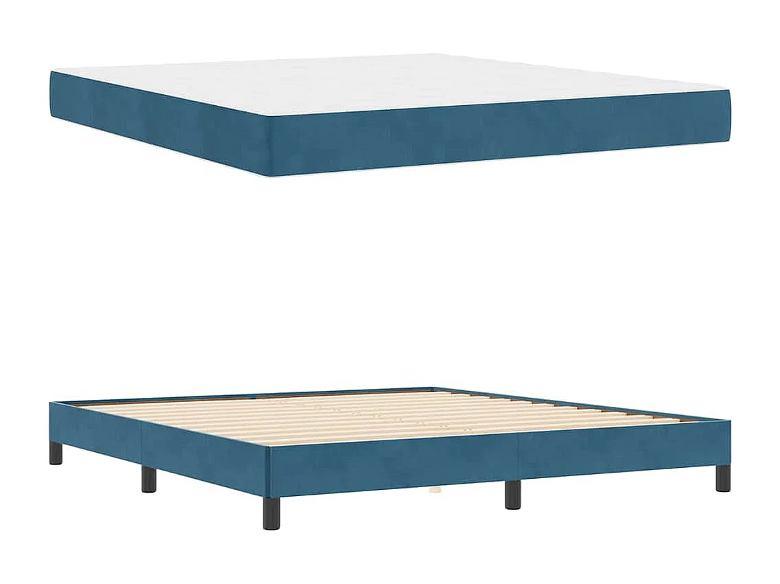 Cadre de lit avec matelas Bleu foncé 180 x 200 cm Velours
