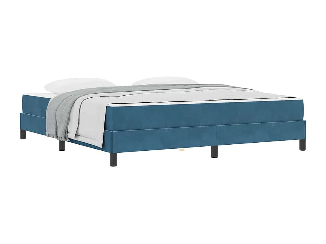 Cadre de lit avec matelas Bleu foncé 180 x 200 cm Velours
