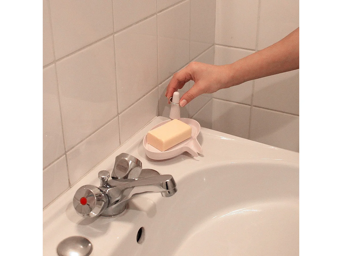 Porte savon blanc avec support bagues