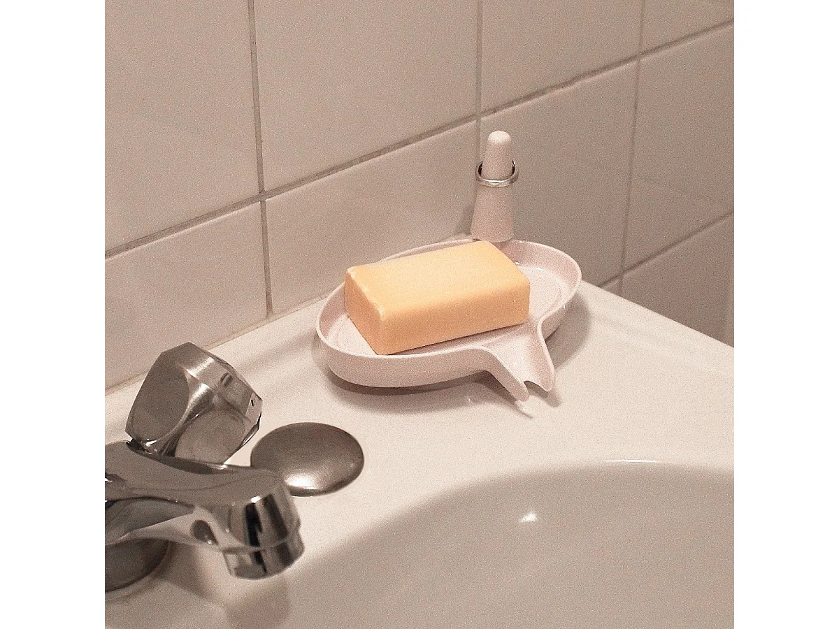 Porte savon blanc avec support bagues