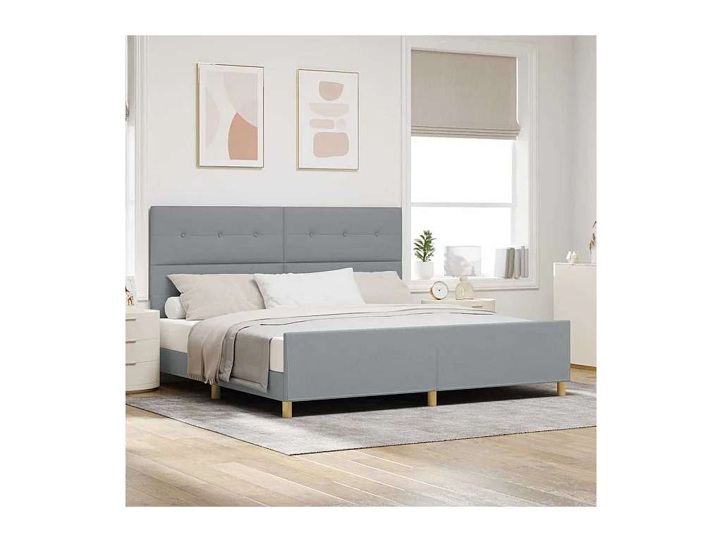 Estructura de cama con cabecera Gris claro 200 x 200 cm tela