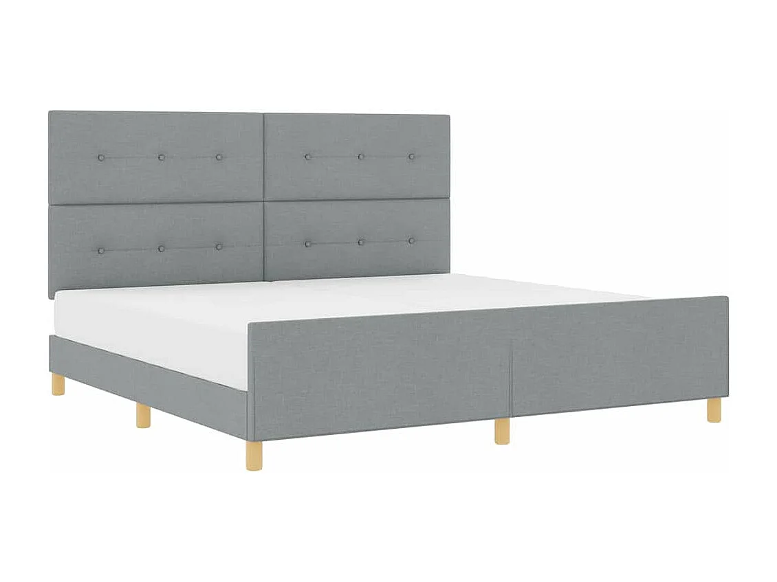 Estructura de cama con cabecera Gris claro 200 x 200 cm tela