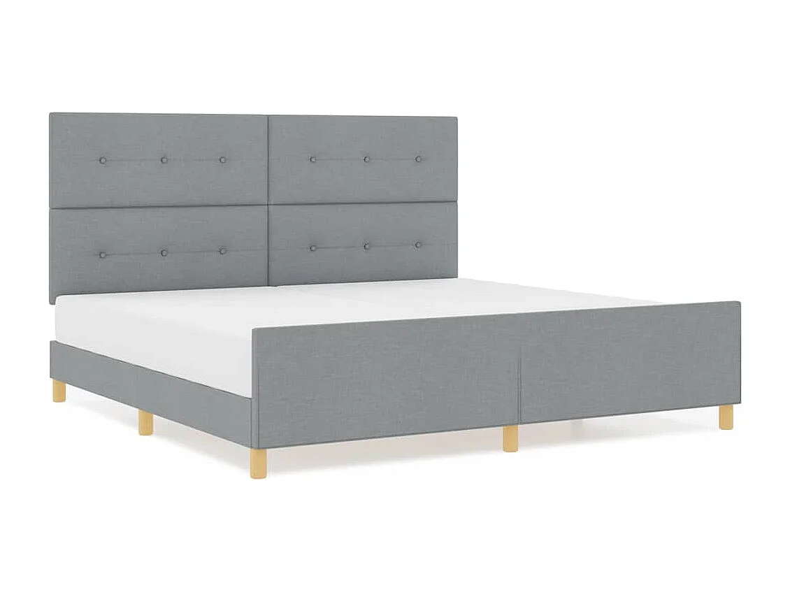 Estructura de cama con cabecera Gris claro 200 x 200 cm tela