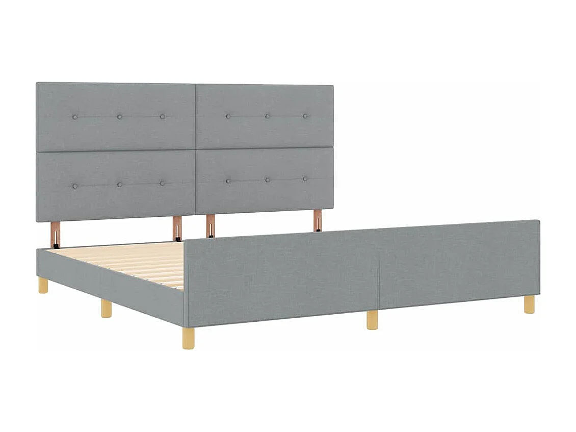 Estructura de cama con cabecera Gris claro 200 x 200 cm tela