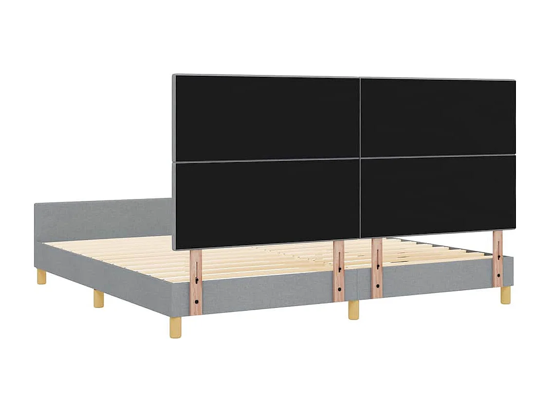 Estructura de cama con cabecera Gris claro 200 x 200 cm tela