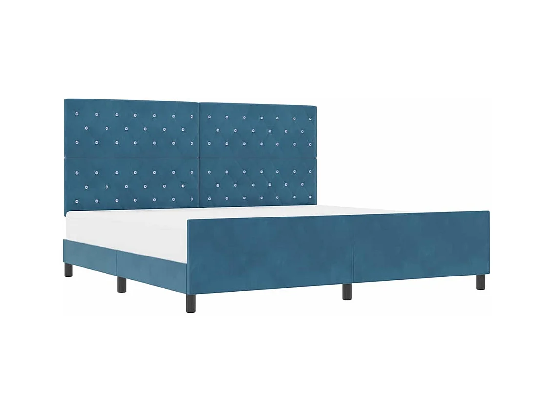 Cadre de lit avec tête de lit Bleu foncé 200 x 200 cm Velours
