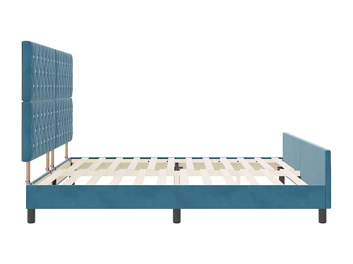 Cadre de lit avec tête de lit Bleu foncé 200 x 200 cm Velours