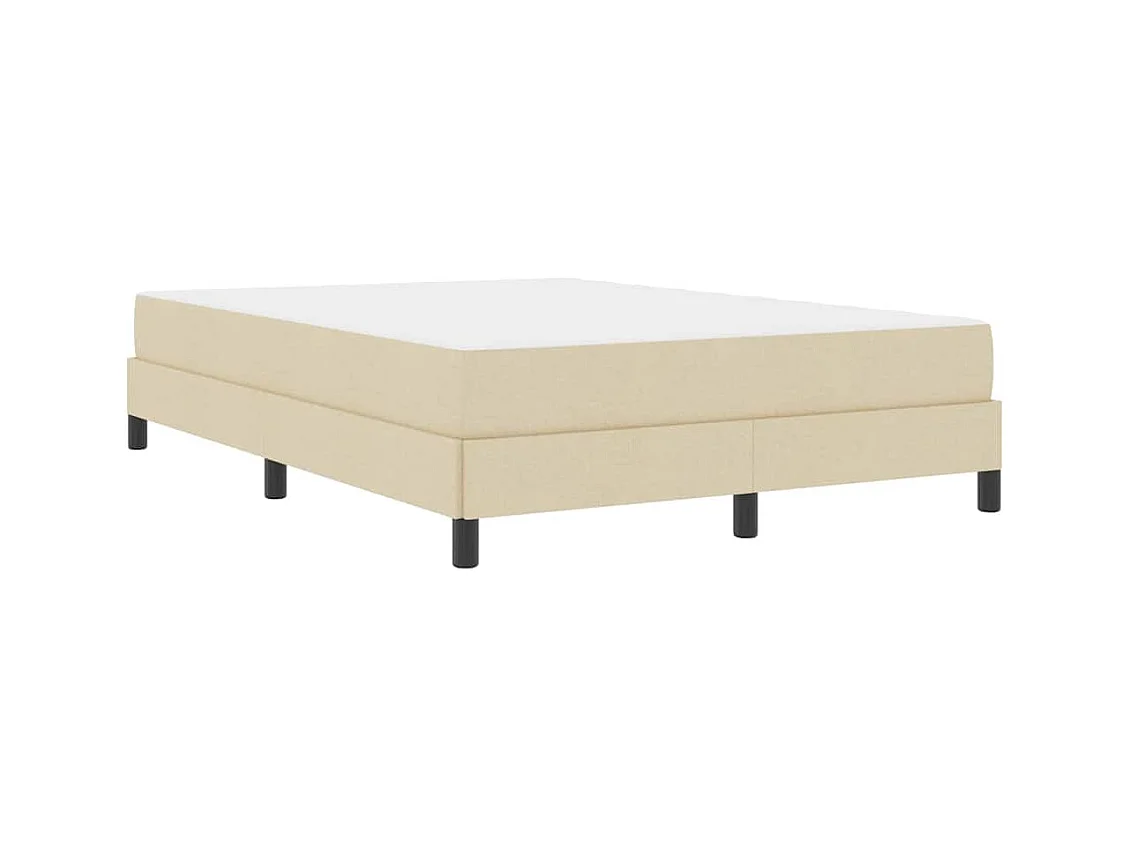 Cama tipo Box Spring con colchón Crema 140 x 200 cm tela