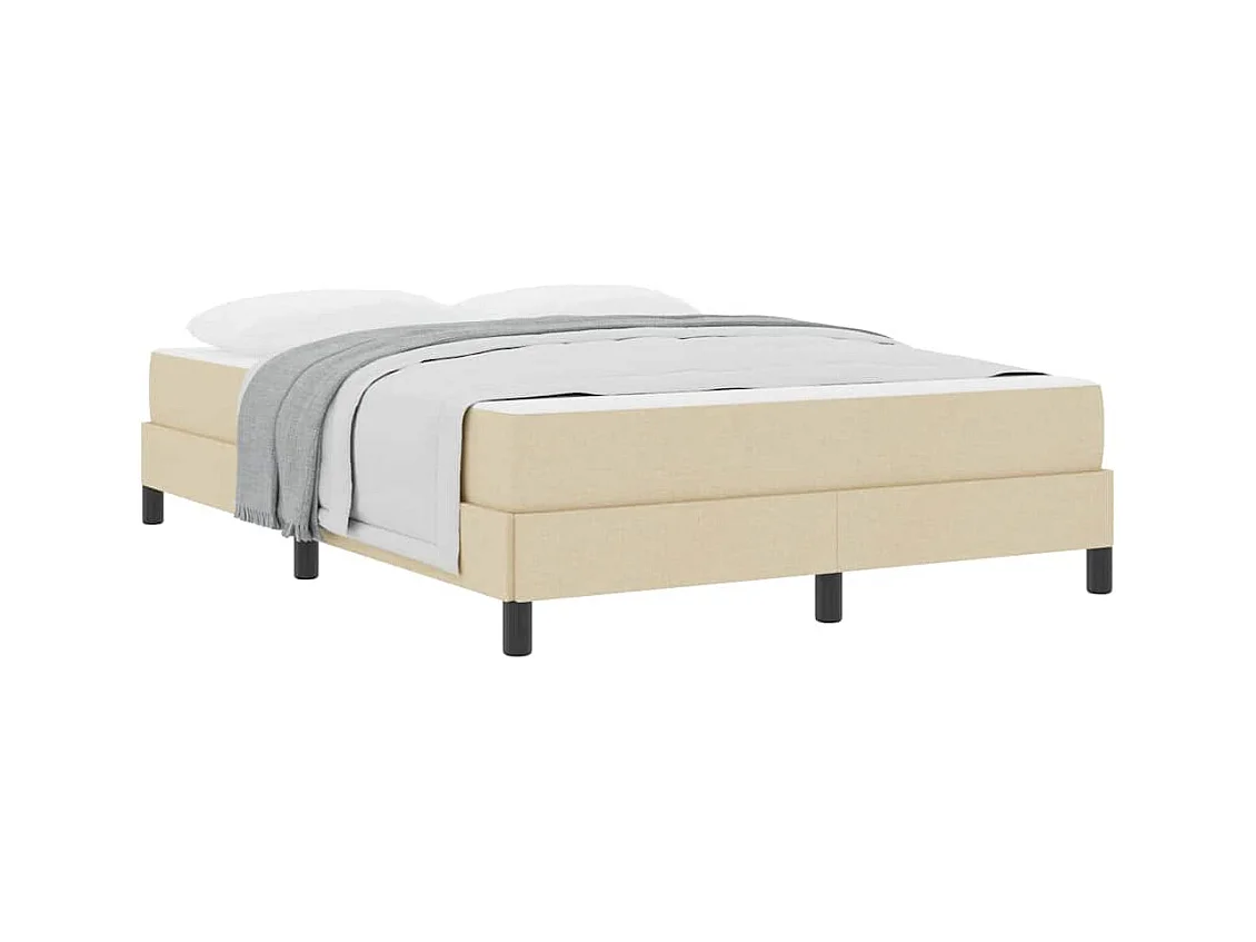 Cama tipo Box Spring con colchón Crema 140 x 200 cm tela