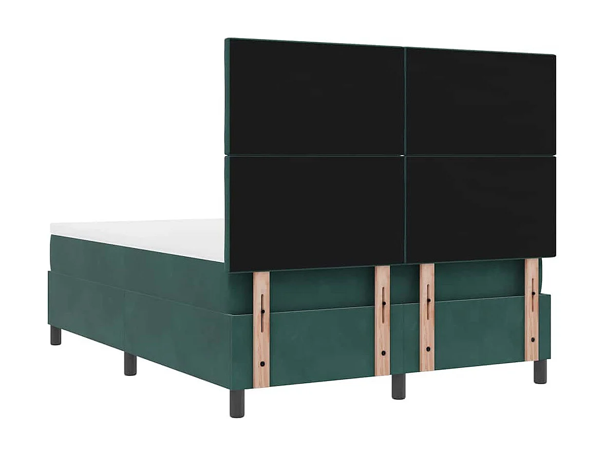 Cadre de lit avec matelas Vert foncé 140 x 190 cm Velours